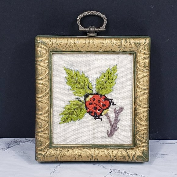 Handmade Framed Small Needlepoints Three Vintage - Picture 2 of 6